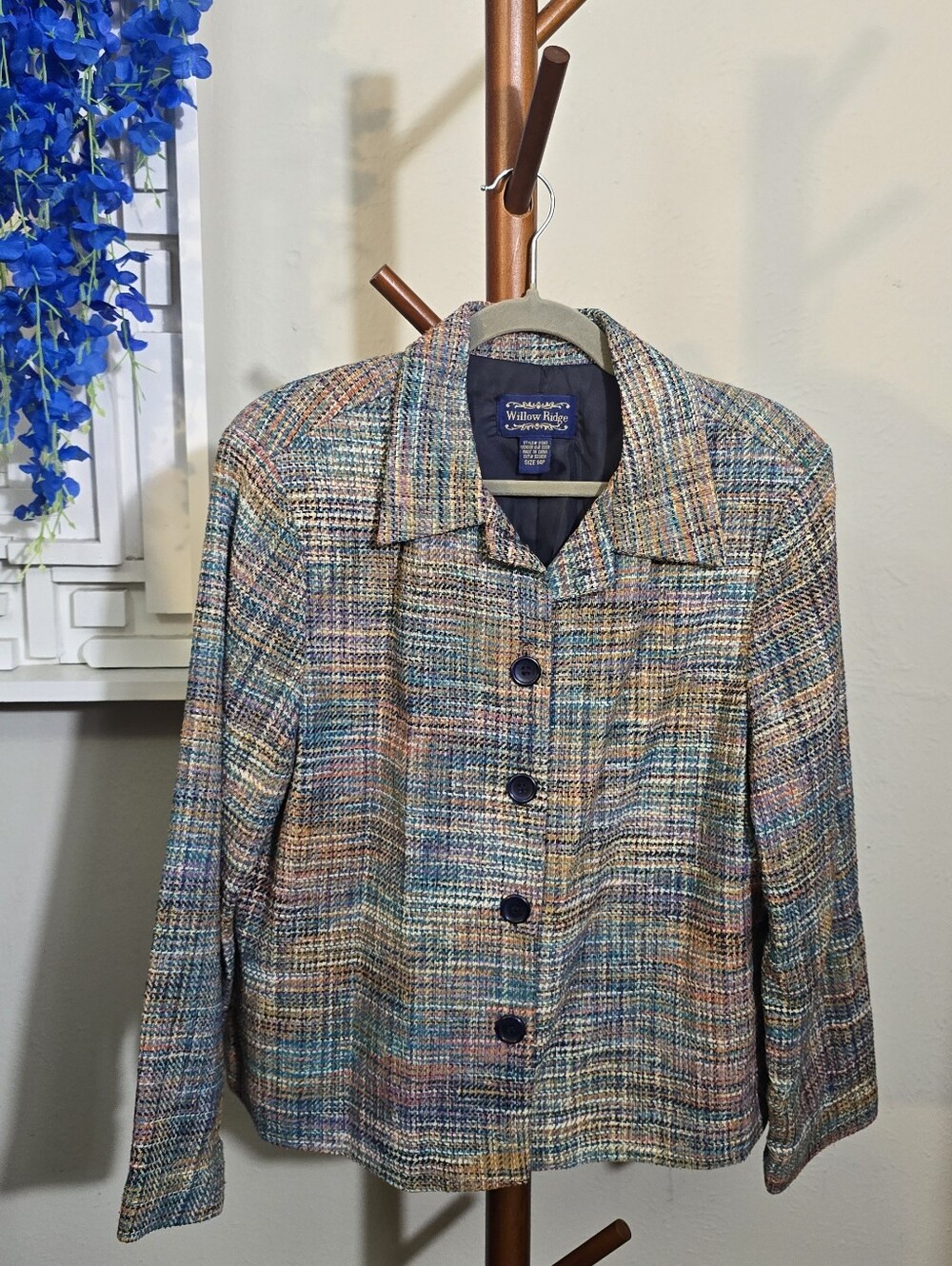 Willow Ridge 90s Pastel Multicolor Tweed Blazer Sz L